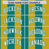 Custom Old Gold Aqua Stripe Fashion Authentic Two-Button Baseball Jersey