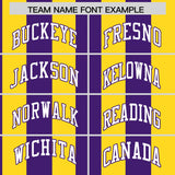 Custom Gold Purple Stripe Fashion Authentic Two-Button Baseball Jersey