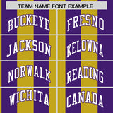 Custom Purple Old Gold Stripe Fashion Authentic Two-Button Baseball Jersey