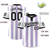 Custom White Light Purple Stripe Fashion Authentic Two-Button Baseball Jersey