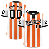 Custom White Orange Stripe Fashion Authentic Two-Button Baseball Jersey
