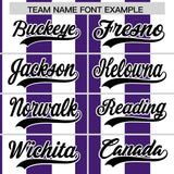 Custom White Purple Stripe Fashion Authentic Two-Button Baseball Jersey