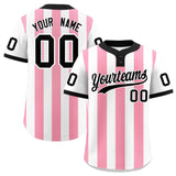 Custom White Light Pink Stripe Fashion Authentic Two-Button Baseball Jersey