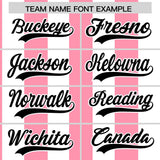 Custom White Light Pink Stripe Fashion Authentic Two-Button Baseball Jersey