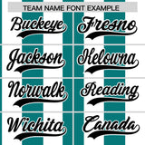 Custom White Aqua Stripe Fashion Authentic Two-Button Baseball Jersey