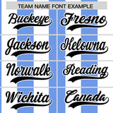 Custom White Light Blue Stripe Fashion Authentic Two-Button Baseball Jersey