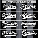 Custom Black Dark Gray Stripe Fashion Authentic Two-Button Baseball Jersey