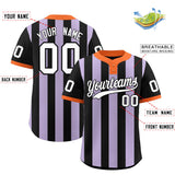 Custom Black Light Purple Stripe Fashion Authentic Two-Button Baseball Jersey