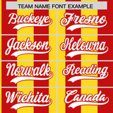 Custom Red Gold Stripe Fashion Authentic Two-Button Baseball Jersey