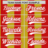 Custom Red Old Gold Stripe Fashion Authentic Two-Button Baseball Jersey