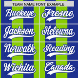 Custom Royal Neon Green Stripe Fashion Authentic Two-Button Baseball Jersey