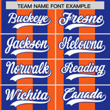 Custom Royal Orange Stripe Fashion Authentic Two-Button Baseball Jersey