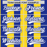 Custom Royal Gold Stripe Fashion Authentic Two-Button Baseball Jersey