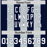 Custom Navy Silver Stripe Fashion Authentic Two-Button Baseball Jersey