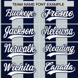 Custom Navy Silver Stripe Fashion Authentic Two-Button Baseball Jersey