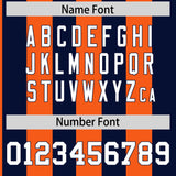 Custom Navy Orange Stripe Fashion Authentic Two-Button Baseball Jersey