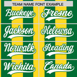 Custom Kelly Green Gold Stripe Fashion Authentic Two-Button Baseball Jersey