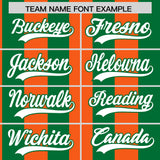 Custom Kelly Green Orange Stripe Fashion Authentic Two-Button Baseball Jersey