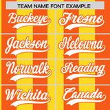 Custom Orange Gold Stripe Fashion Authentic Two-Button Baseball Jersey