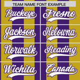 Custom Old Gold Purple Stripe Fashion Authentic Two-Button Baseball Jersey