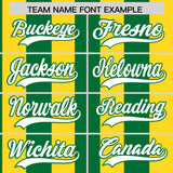 Custom Gold Kelly Green Stripe Fashion Authentic Two-Button Baseball Jersey