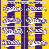 Custom Gold Purple Stripe Fashion Authentic Two-Button Baseball Jersey