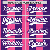 Custom Purple Pink Stripe Fashion Authentic Two-Button Baseball Jersey