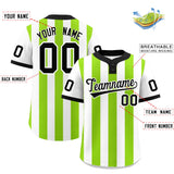 Custom White Neon Green Stripe Fashion Authentic Two-Button Baseball Jersey