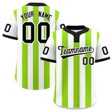Custom White Neon Green Stripe Fashion Authentic Two-Button Baseball Jersey