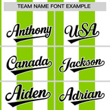 Custom White Neon Green Stripe Fashion Authentic Two-Button Baseball Jersey