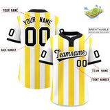 Custom White Gold Stripe Fashion Authentic Two-Button Baseball Jersey