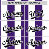 Custom White Purple Stripe Fashion Authentic Two-Button Baseball Jersey