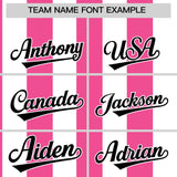 Custom White Pink Stripe Fashion Authentic Two-Button Baseball Jersey