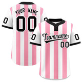 Custom White Light Pink Stripe Fashion Authentic Two-Button Baseball Jersey