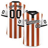 Custom White Texas Orange Stripe Fashion Authentic Two-Button Baseball Jersey
