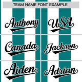 Custom White Aqua Stripe Fashion Authentic Two-Button Baseball Jersey