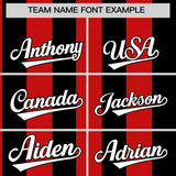 Custom Black Red Stripe Fashion Authentic Two-Button Baseball Jersey