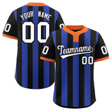 Custom Black Royal Stripe Fashion Authentic Two-Button Baseball Jersey