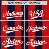 Custom Red Navy Stripe Fashion Authentic Two-Button Baseball Jersey