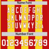 Custom Red Gold Stripe Fashion Authentic Two-Button Baseball Jersey