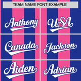 Custom Royal Pink Stripe Fashion Authentic Two-Button Baseball Jersey