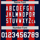 Custom Navy Red Stripe Fashion Authentic Two-Button Baseball Jersey