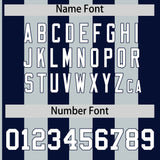 Custom Navy Silver Stripe Fashion Authentic Two-Button Baseball Jersey