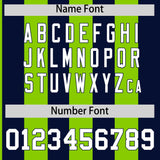 Custom Navy Neon Green Stripe Fashion Authentic Two-Button Baseball Jersey