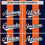 Custom Navy Orange Stripe Fashion Authentic Two-Button Baseball Jersey