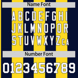 Custom Navy Gold Stripe Fashion Authentic Two-Button Baseball Jersey