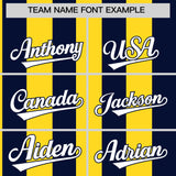 Custom Navy Gold Stripe Fashion Authentic Two-Button Baseball Jersey