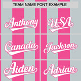 Custom Silver Pink Stripe Fashion Authentic Two-Button Baseball Jersey