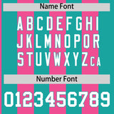 Custom Aqua Pink Stripe Fashion Authentic Two-Button Baseball Jersey