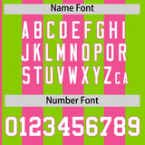 Custom Neon Green Pink Stripe Fashion Authentic Two-Button Baseball Jersey